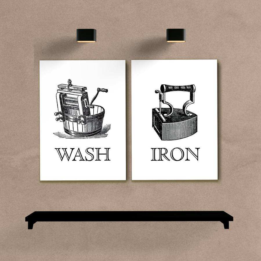 Kit Quadros Decorativos Lavanderia Wash - quadro decorativo em ambiente decorado