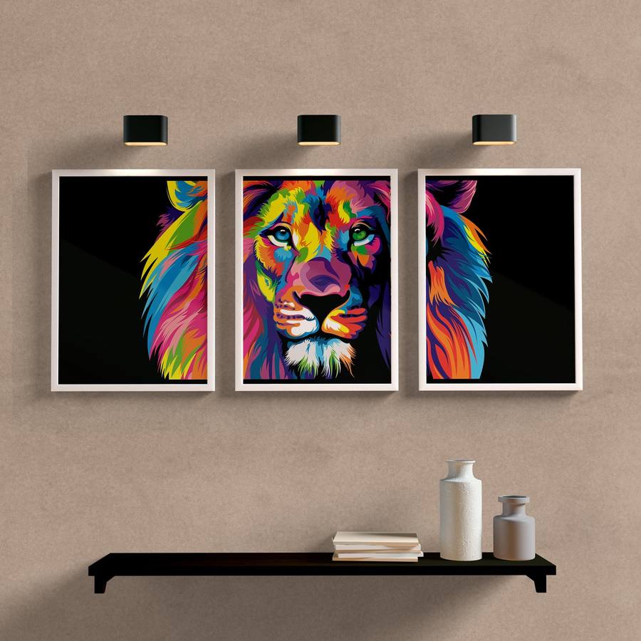 Kit Quadros Decorativos Leão de Judá - detalhe da moldura e acabamento
