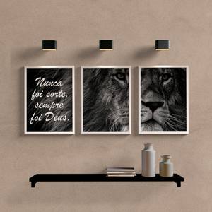Kit Quadros Decorativos Leão P&B - detalhe da moldura e acabamento