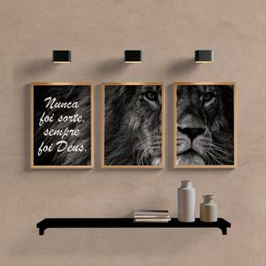 Kit Quadros Decorativos Leão P&B - vista aproximada da impressão