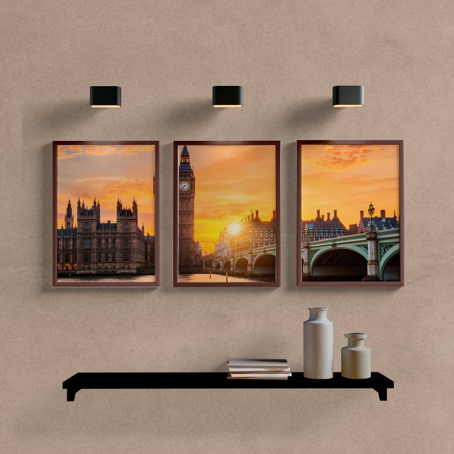 Kit Quadros Decorativos Londres Sunset - vista aproximada da impressão