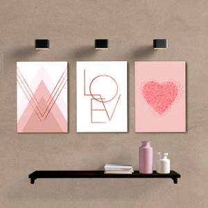 Kit Quadros Decorativos Love Geométrico Rose - quadro decorativo em ambiente decorado