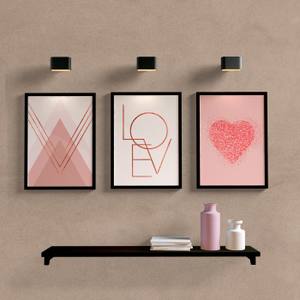 Kit Quadros Decorativos Love Geométrico Rose - detalhe da moldura e acabamento
