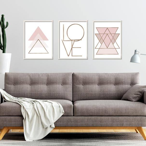 Kit Quadros Decorativos Love Rose - vista aproximada da impressão