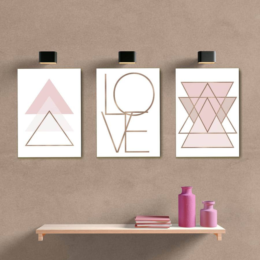 Kit Quadros Decorativos Love Rose - quadro decorativo em ambiente decorado