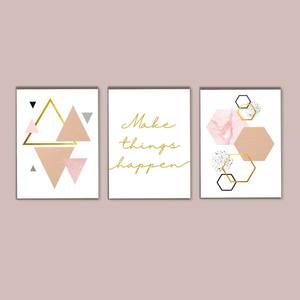 Kit Quadros Decorativos Make things happen - quadro decorativo em ambiente decorado