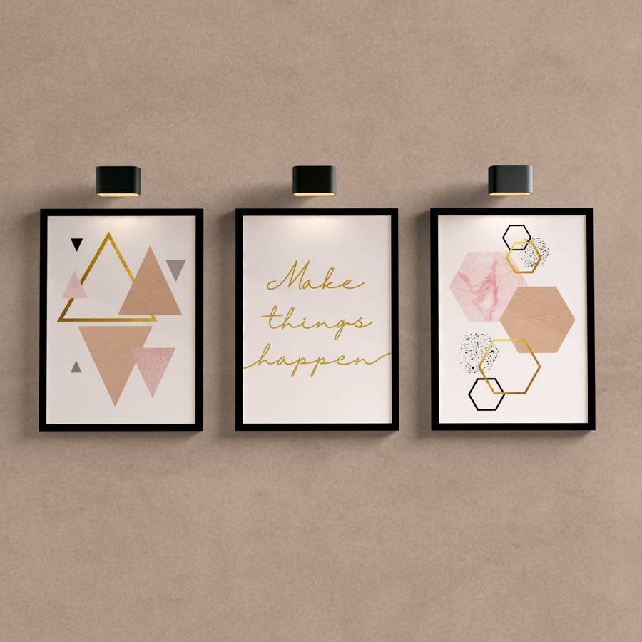 Kit Quadros Decorativos Make things happen - detalhe da moldura e acabamento