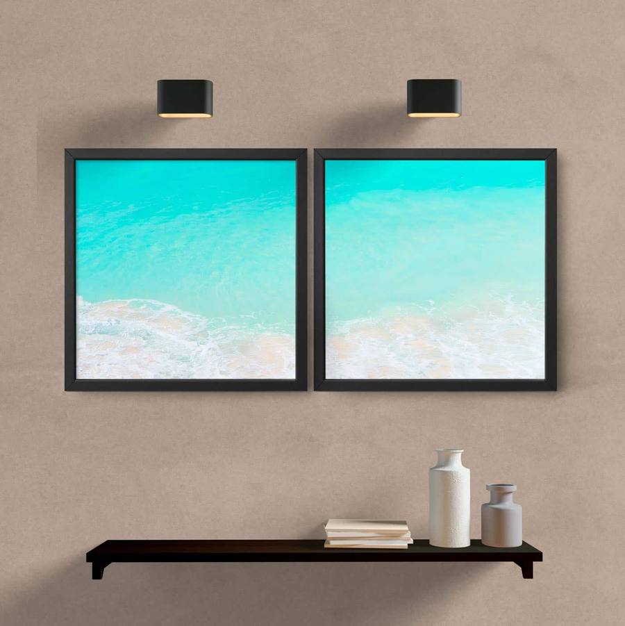 Kit Quadros Decorativos Mar II - detalhe da moldura e acabamento