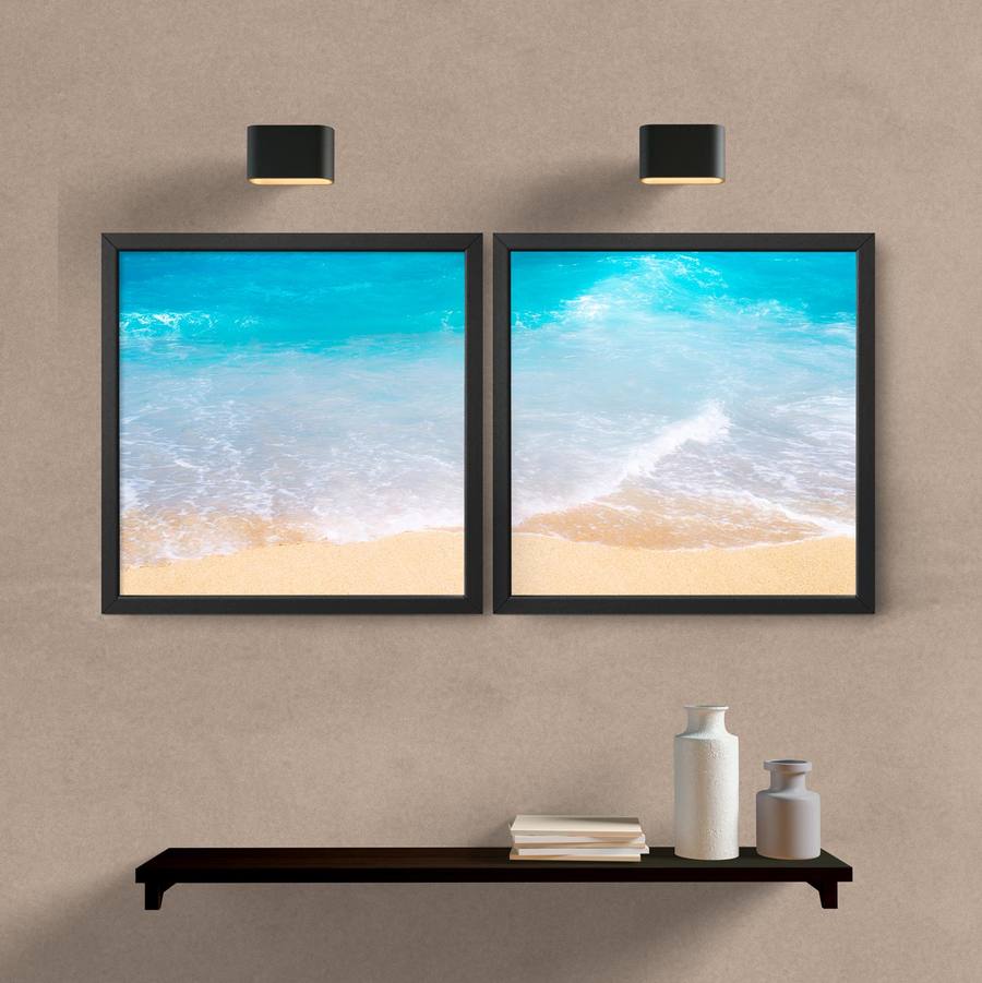 Kit Quadros Decorativos Mar III - detalhe da moldura e acabamento