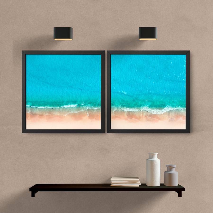 Kit Quadros Decorativos Mar VII - detalhe da moldura e acabamento