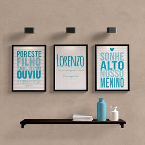 Kit Quadros Decorativos Menino Nome Personalizado com Significado - detalhe da moldura e acabamento