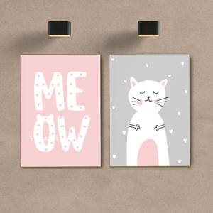 Kit Quadros Decorativos Meow - quadro decorativo em ambiente decorado