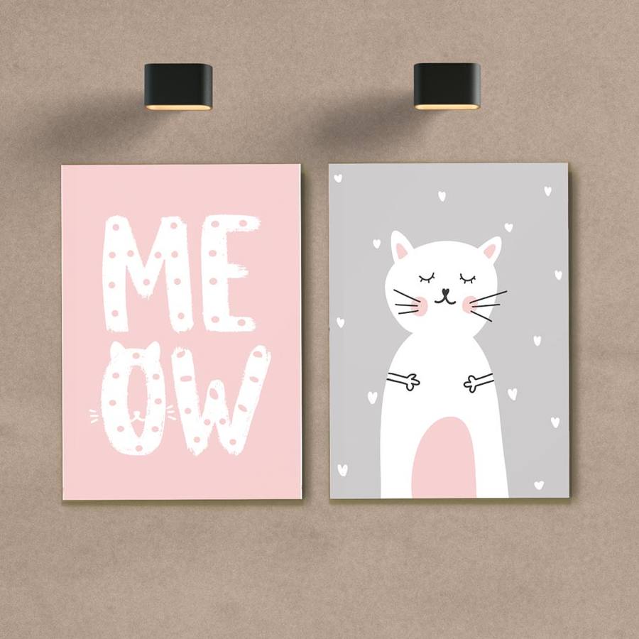Kit Quadros Decorativos Meow - quadro decorativo em ambiente decorado