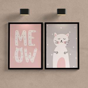 Kit Quadros Decorativos Meow - detalhe da moldura e acabamento