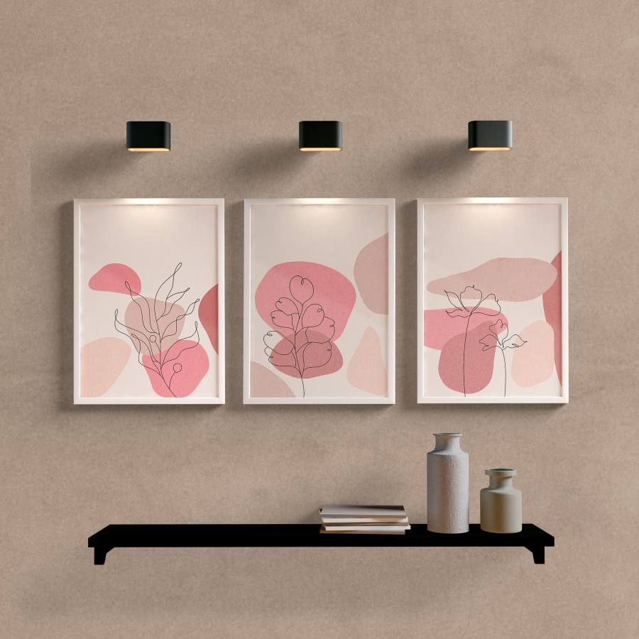 Kit Quadros Decorativos Minimal Flower - detalhe da moldura e acabamento