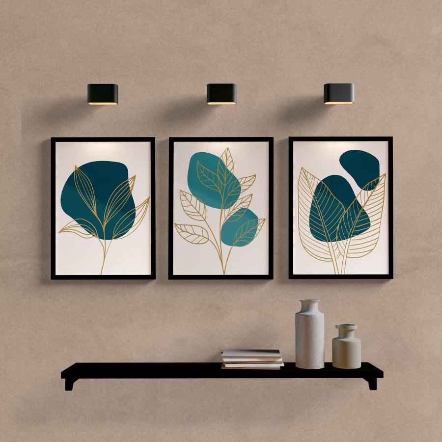 Kit Quadros Decorativos Minimal Folhas - quadro decorativo em ambiente decorado