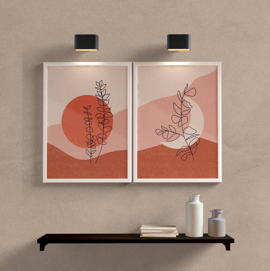 Kit Quadros Decorativos Minimal Lua - detalhe da moldura e acabamento