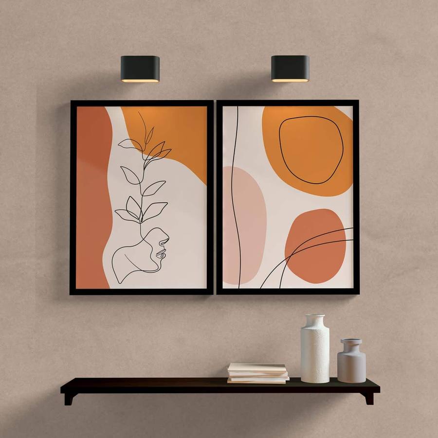 Kit Quadros Decorativos Minimal neutro - detalhe da moldura e acabamento