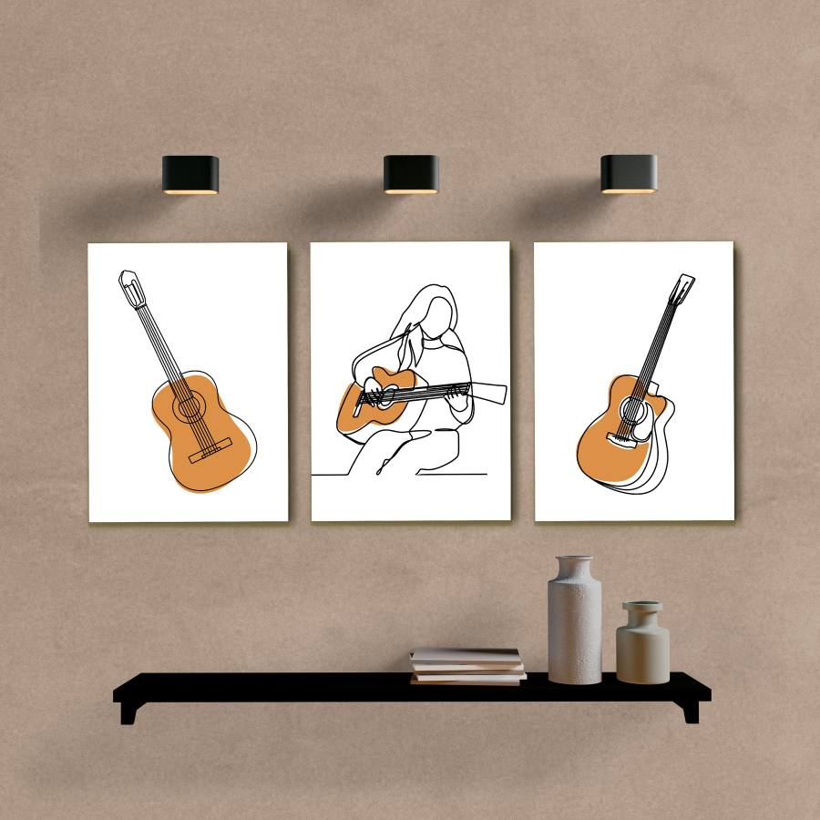 Kit Quadros Decorativos Minimal Violão - imagem 6