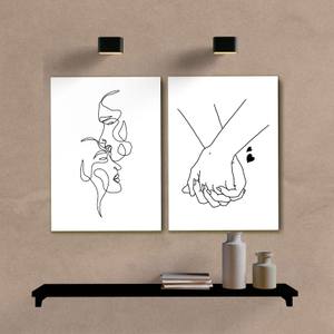 Kit Quadros Decorativos Minimalista Casal - quadro decorativo em ambiente decorado