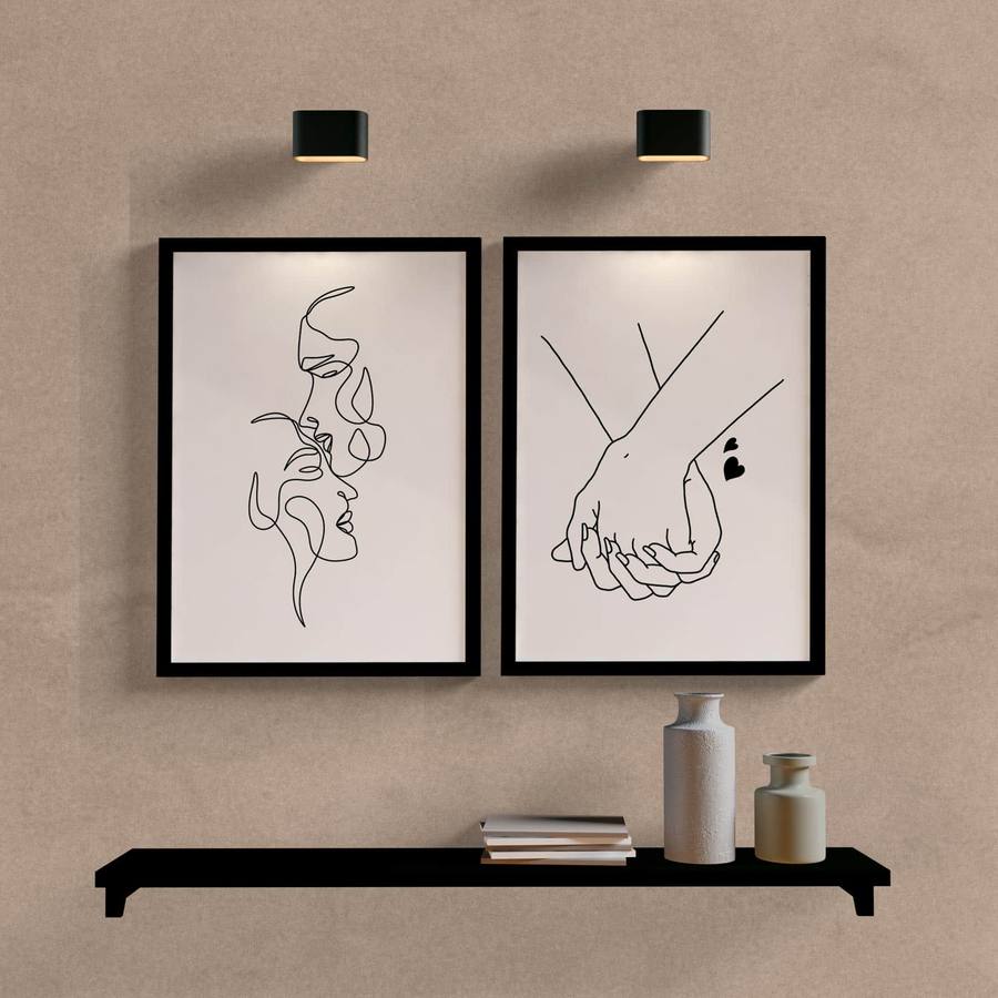 Kit Quadros Decorativos Minimalista Casal - detalhe da moldura e acabamento