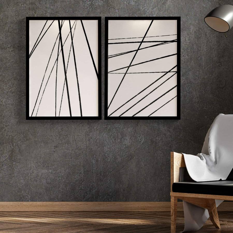Kit Quadros Decorativos Minimalista Linhas | Wallze