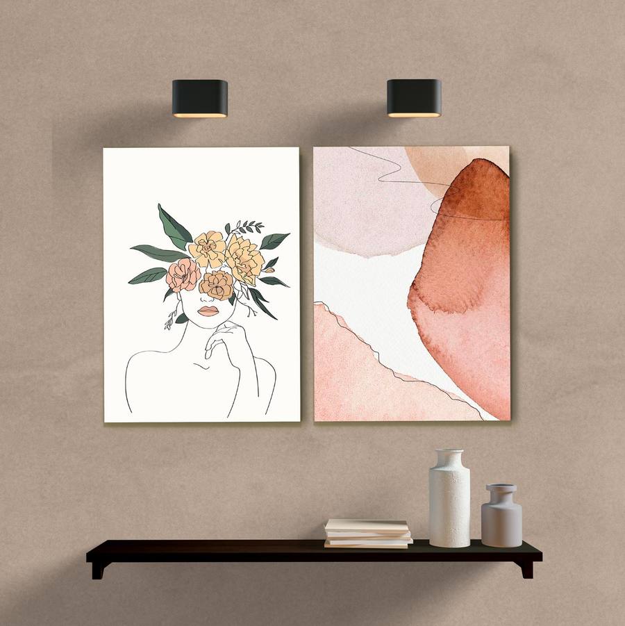 Kit Quadros Decorativos Minimalista Mulher - quadro decorativo em ambiente decorado
