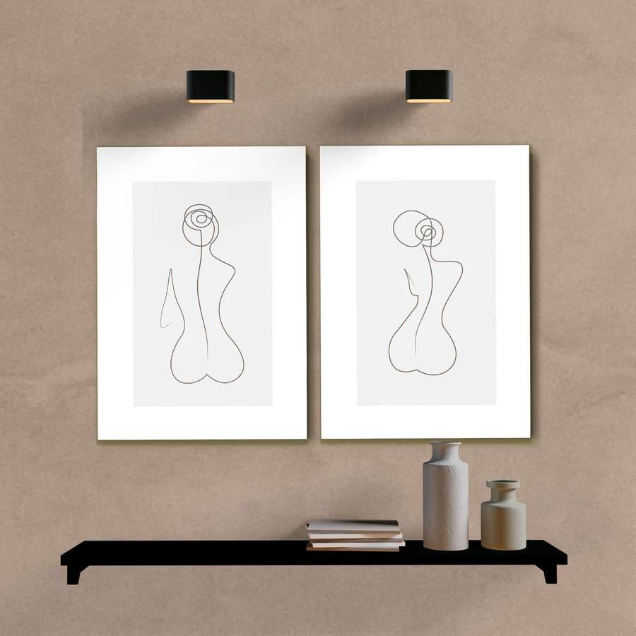 Kit Quadros Decorativos Minimalista Silhueta Mulher - vista aproximada da impressão