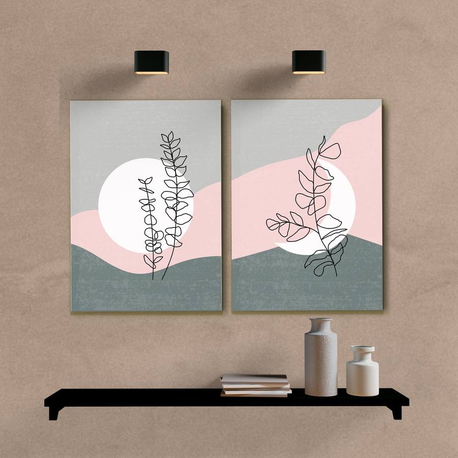 Kit Quadros Decorativos Minimalista Sol e Lua - vista aproximada da impressão