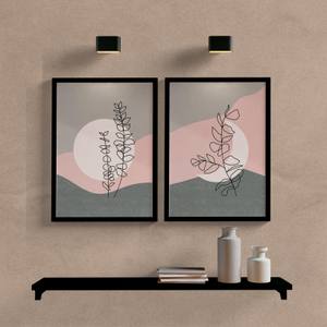 Kit Quadros Decorativos Minimalista Sol e Lua - quadro decorativo em ambiente decorado