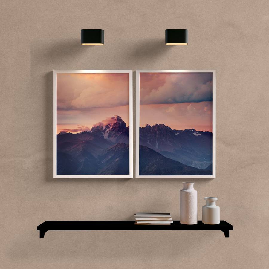 Kit Quadros Decorativos Montanhas - detalhe da moldura e acabamento