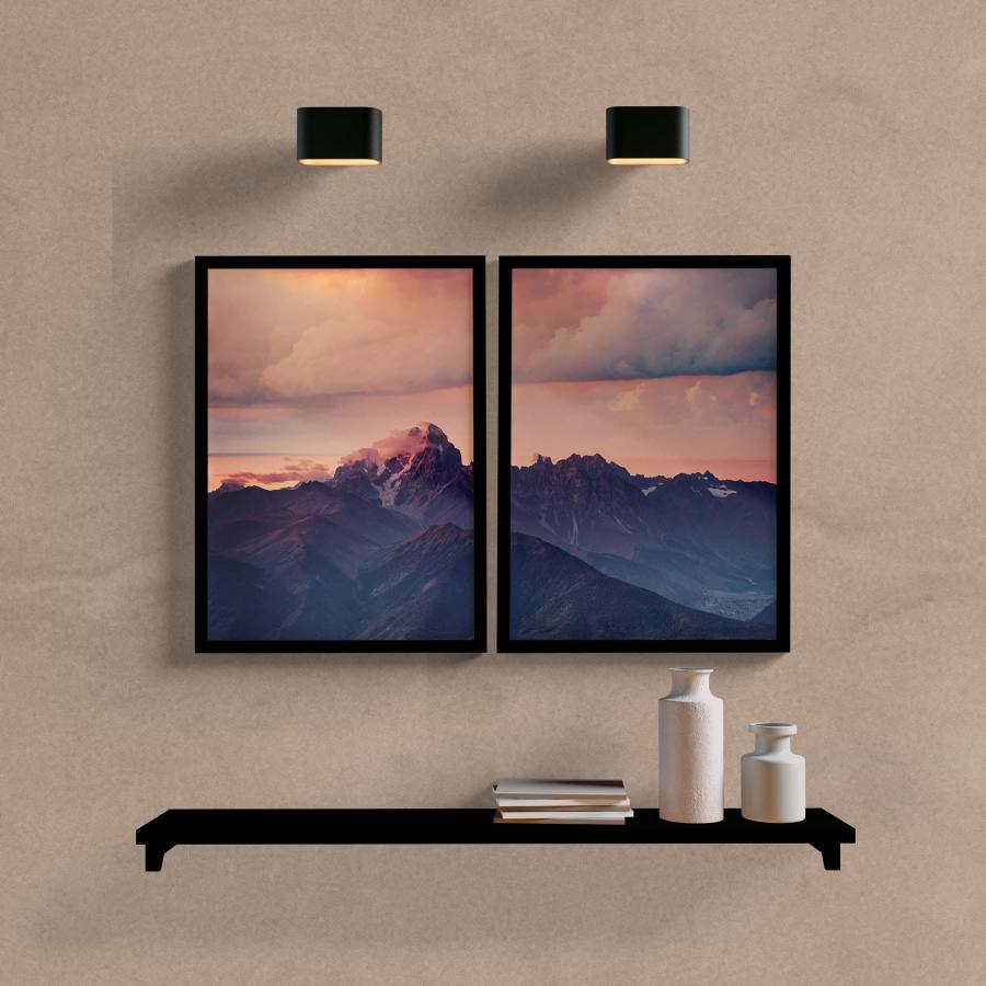 Kit Quadros Decorativos Montanhas - quadro decorativo em ambiente decorado