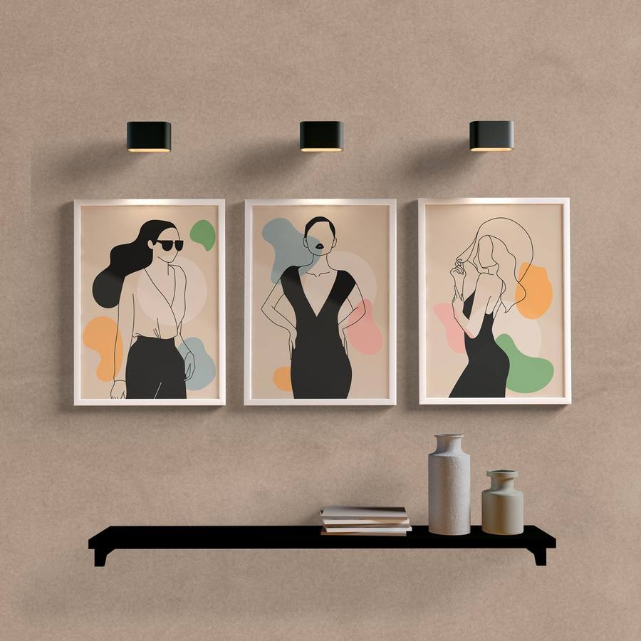 Kit Quadros Decorativos Mulheres - detalhe da moldura e acabamento
