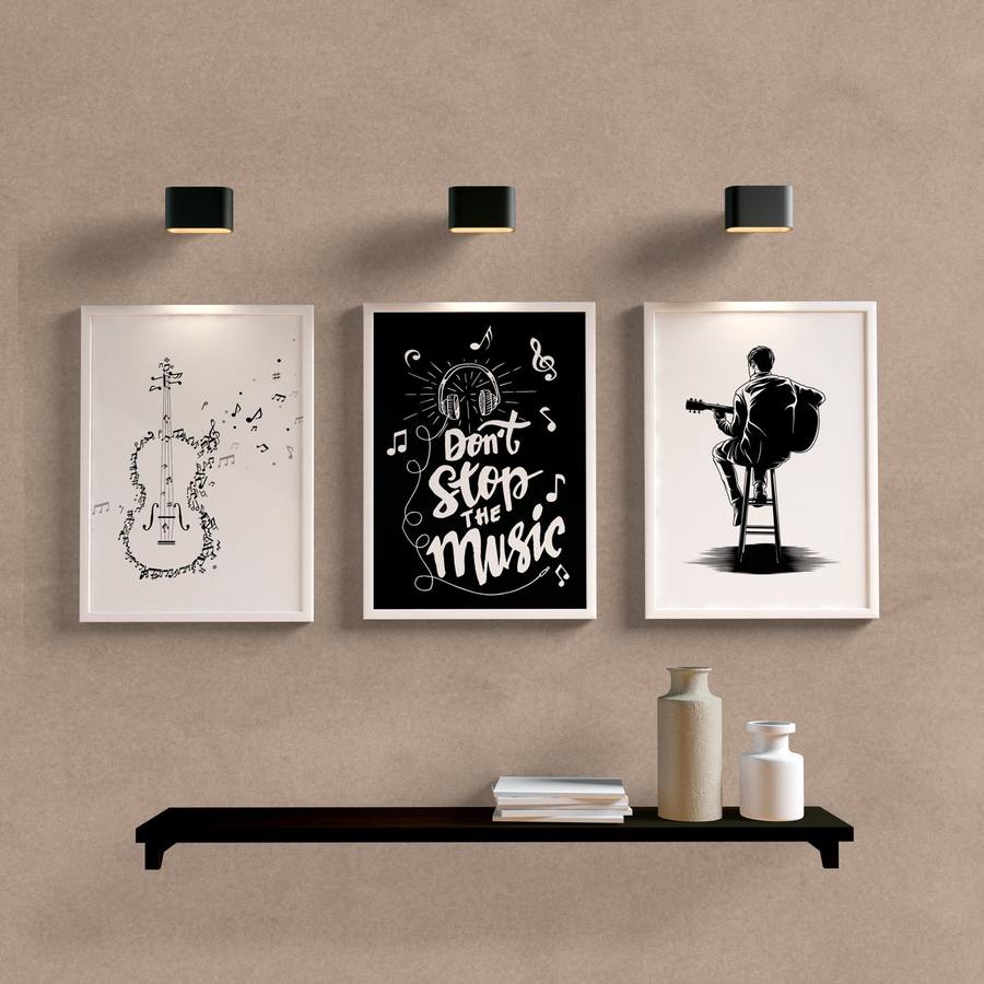 Kit Quadros Decorativos Música - detalhe da moldura e acabamento
