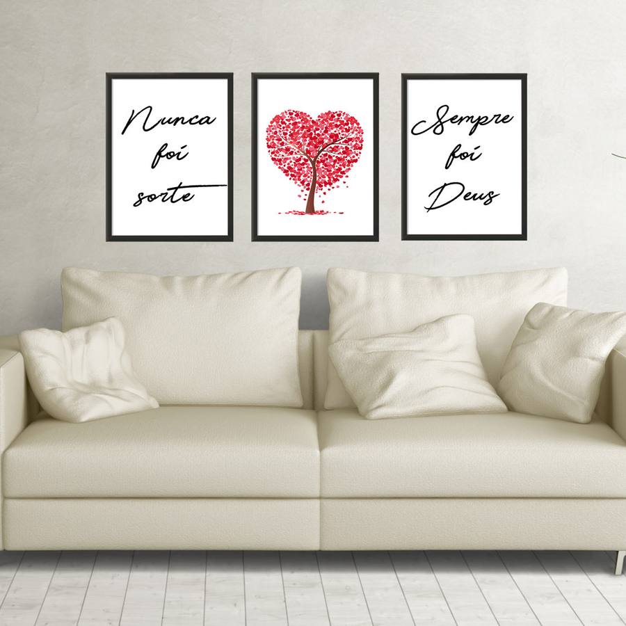 Kit Quadros Decorativos Nunca foi sorte - vista aproximada da impressão
