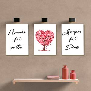 Kit Quadros Decorativos Nunca foi sorte - quadro decorativo em ambiente decorado