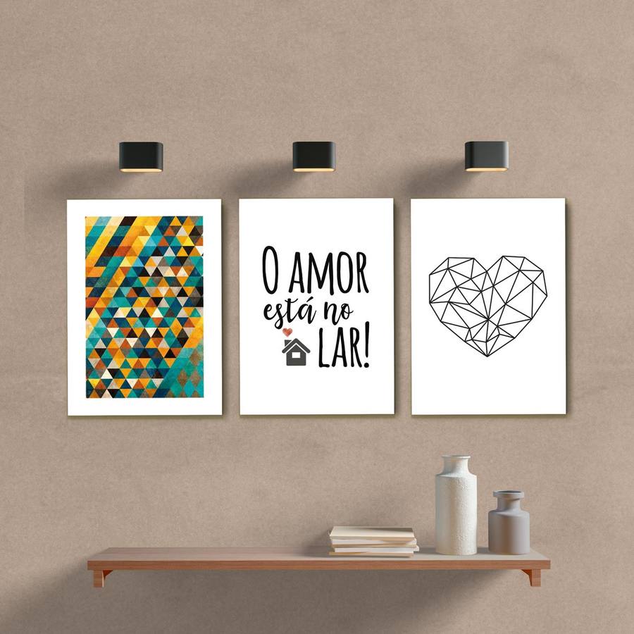 Kit Quadros Decorativos O amor está no lar - quadro decorativo em ambiente decorado