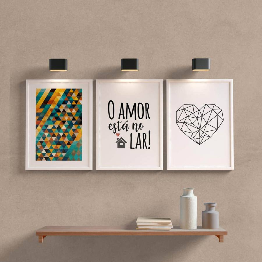Kit Quadros Decorativos O amor está no lar - detalhe da moldura e acabamento