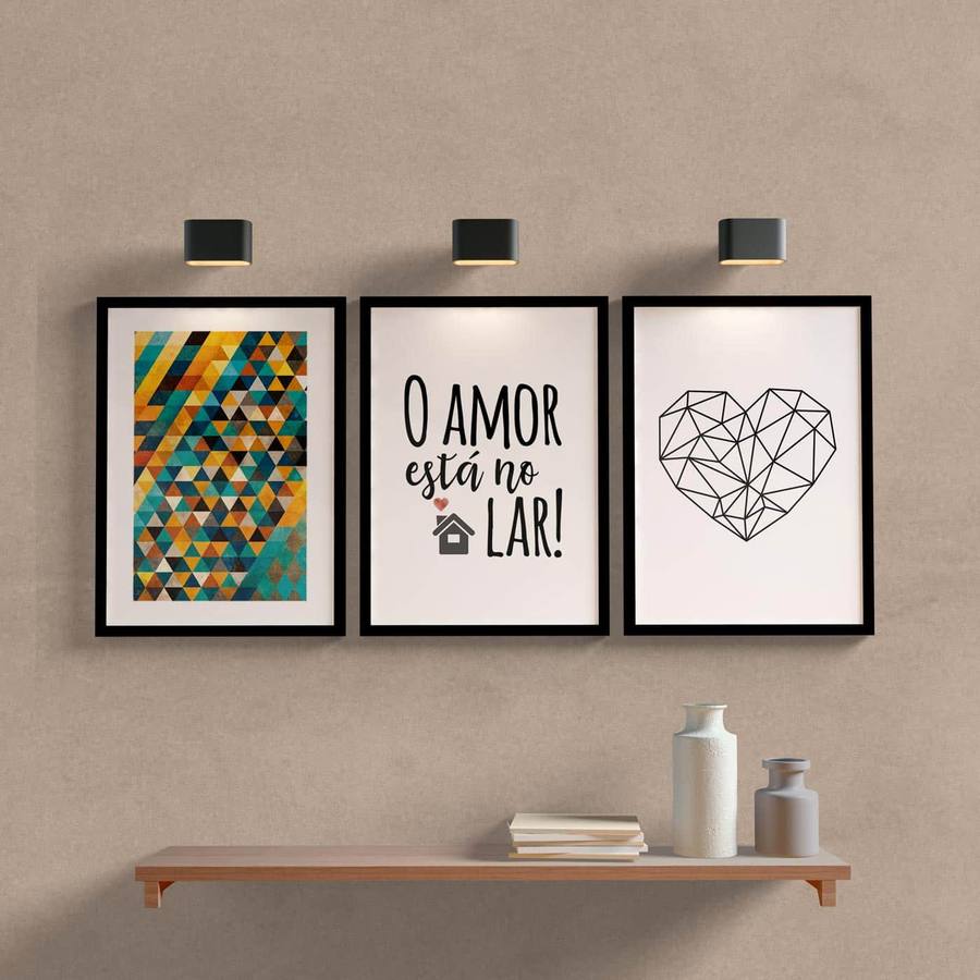 Kit Quadros o amor esta no lar para sala ou quarto