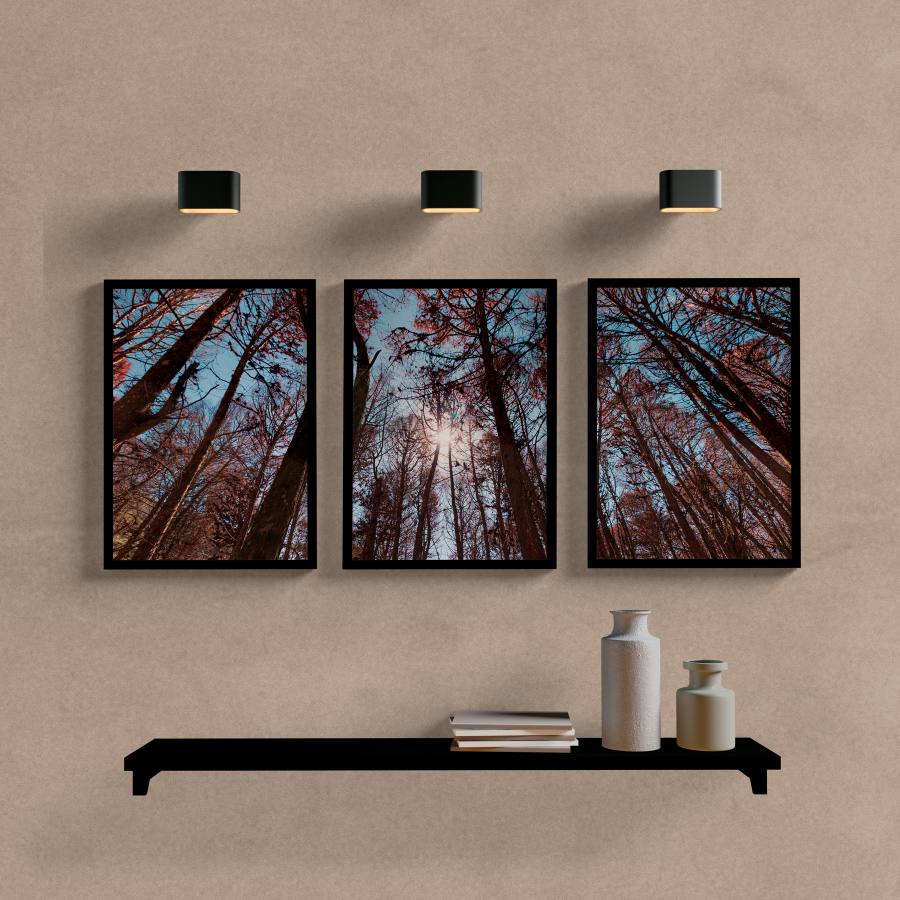 Kit Quadros Decorativos Paisagem Araucária - quadro decorativo em ambiente decorado