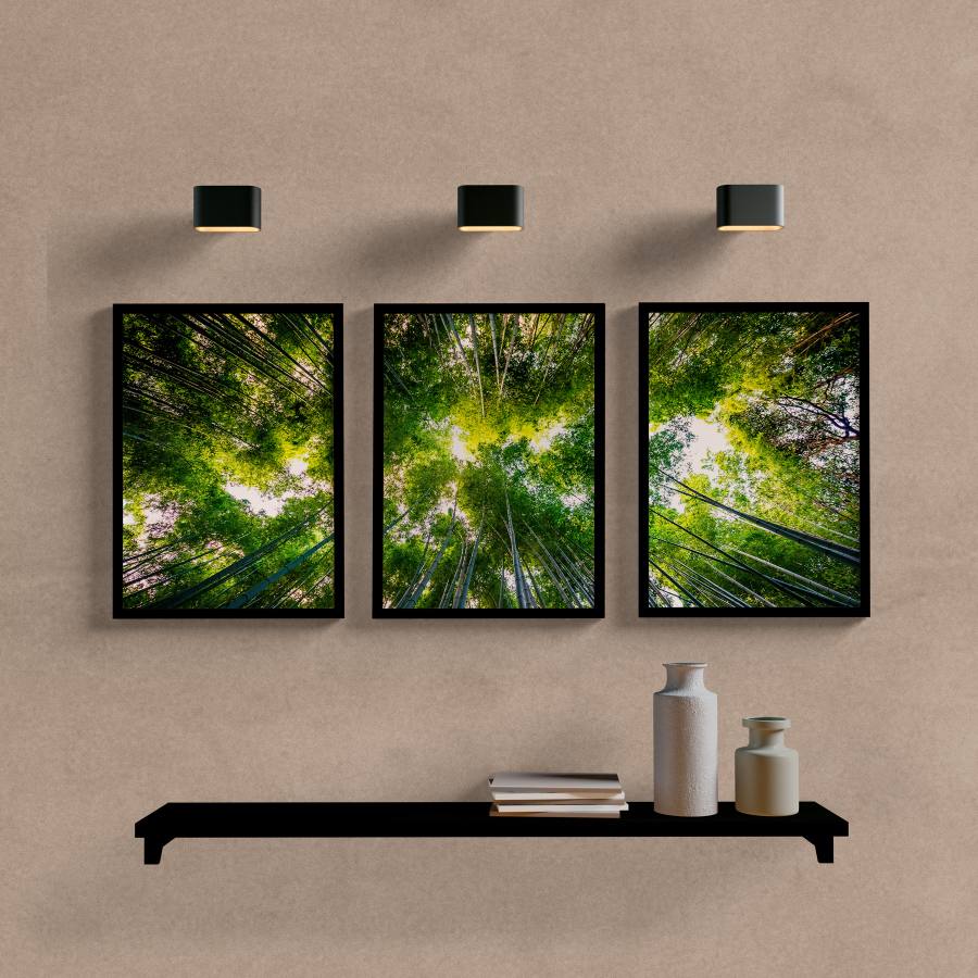 Kit Quadros Decorativos Paisagem Bamboo - quadro decorativo em ambiente decorado