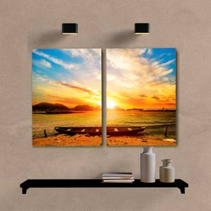 Kit Quadros Decorativos Paisagem Canoa - quadro decorativo em ambiente decorado