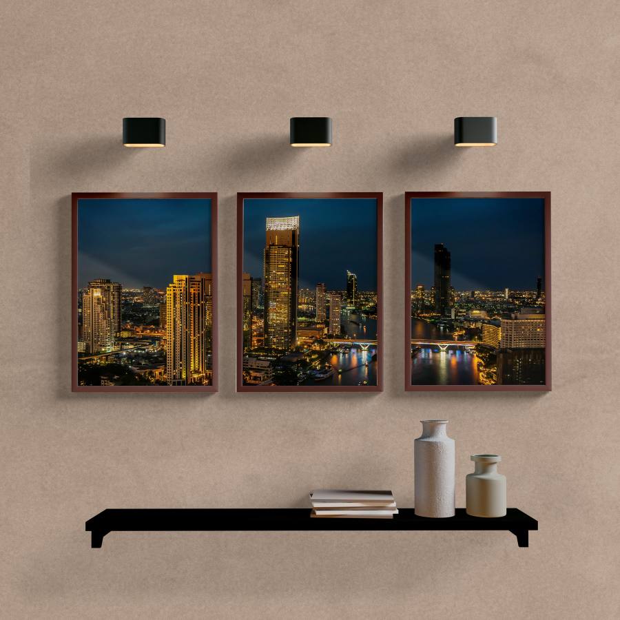 Kit Quadros Decorativos Paisagem Cidade Noite - imagem 5