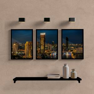 Kit Quadros Decorativos Paisagem Cidade Noite - quadro decorativo em ambiente decorado
