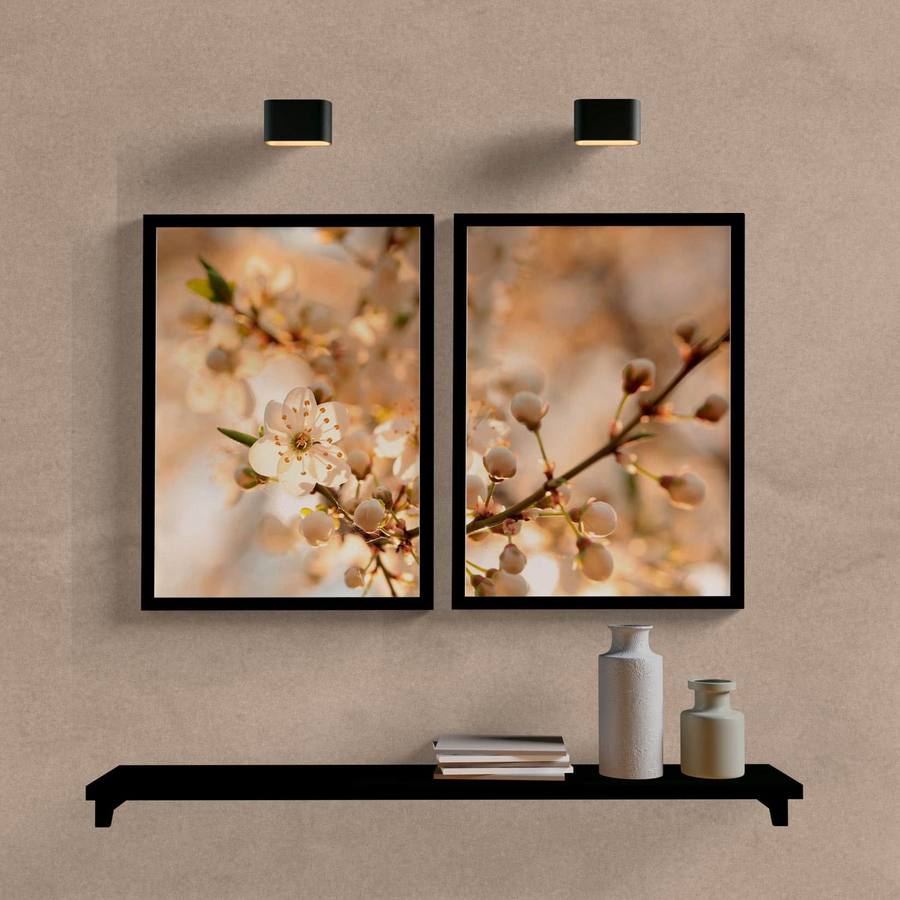 Kit Quadros Decorativos Paisagem Flor de Laranjeira - detalhe da moldura e acabamento