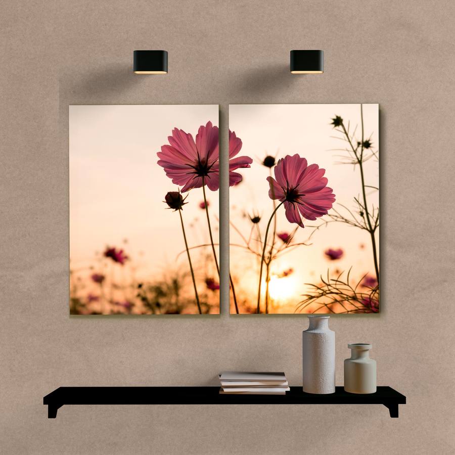 Kit Quadros Decorativos Paisagem Flores - quadro decorativo em ambiente decorado