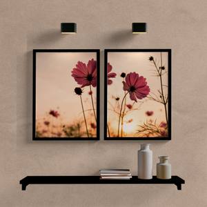 Kit Quadros Decorativos Paisagem Flores - detalhe da moldura e acabamento