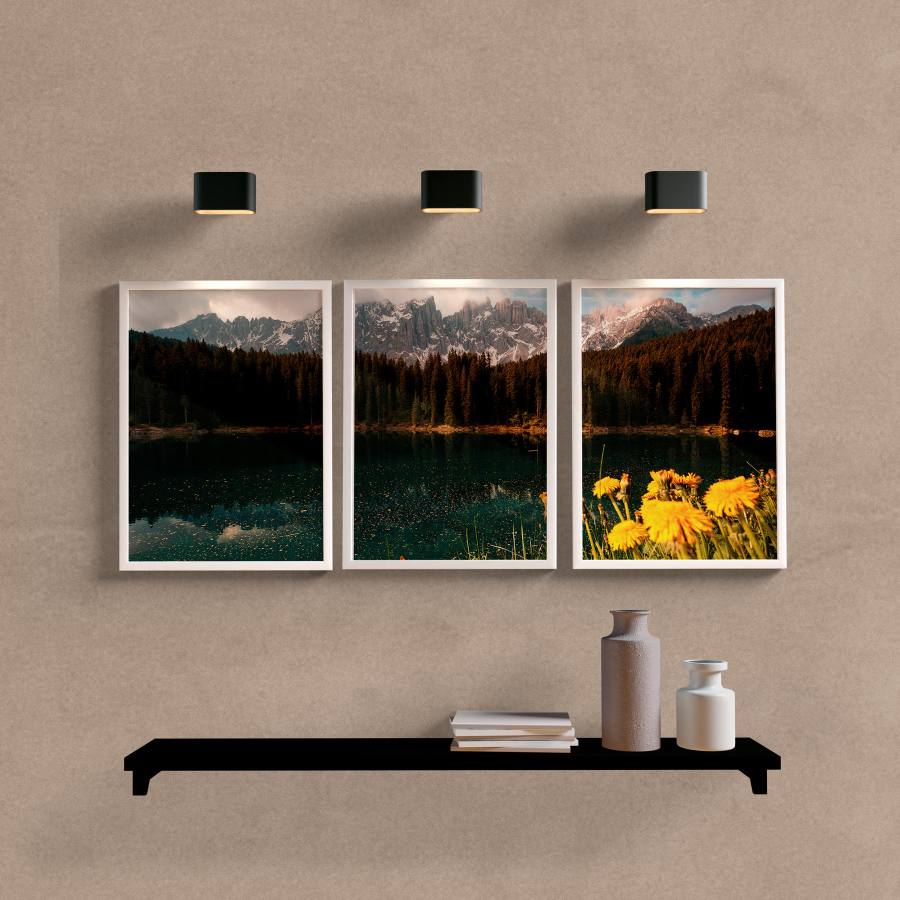 Kit Quadros Decorativos Paisagem Lago - detalhe da moldura e acabamento