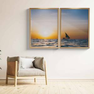 Kit Quadros Decorativos Paisagem Mar com Barco | Wallze