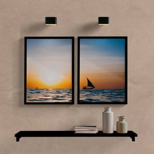 Kit Quadros Decorativos Paisagem Mar com Barco - quadro decorativo em ambiente decorado